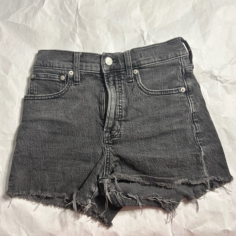 Madewell‎ The Perfect Jean Short Womens 26 Black Wash Denim Frayed Hem